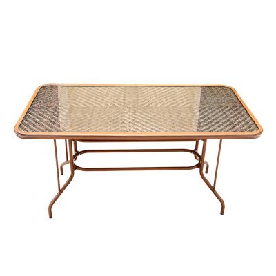 China Modern hot sale PE rattan wooden grain garden patio table frame waterproof aluminum aluminum table PE rattan for sale