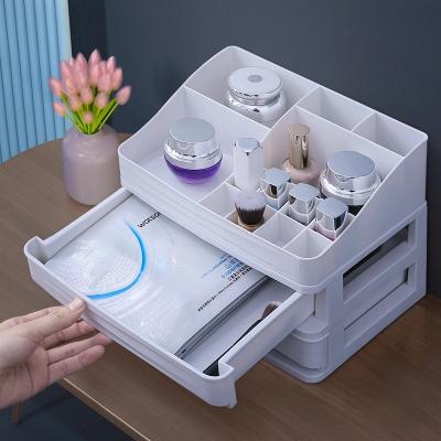 China Hot Selling Fashion Viable Three Layer Plastic Drawer Desktop Cosmetic Organizer Storage Box Storage for sale