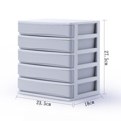 China Multifunctional Viable Stationery Makeup Desk Organizer With 5 Drawers Storage Drawer Plastic Cosmetic Box for sale