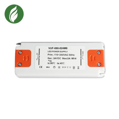 China Flame retardancy 60w 24v mini rohs PC made slim power supply 18v dc Constant Voltage 12 volt led driver for sale