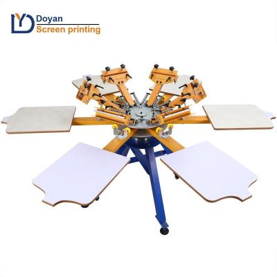 China Screen Printing Manual 6 Color 6 Station T-shirt Printing Screen Printing Machine Micro Registration Screen Printer for sale