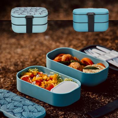 China Microwavable Bento Box 2 Layer Food Storage Container Biodegradable Lunch Box Containers for sale