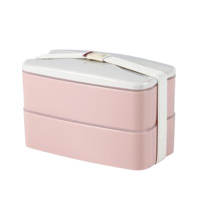 China Sustainable Plastic Bento Box 2 Layer Desktop Lunch Box Fashion Plastic Food Storage Container for sale