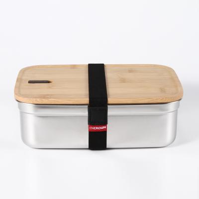 China 2022 Stainless Steel Beneficial Lunch Box With Leakproof Bamboo Lid Logo Eco Friendly Custom Bento Lunch Box Containers for sale