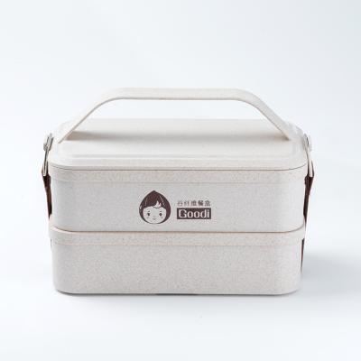 China 2 layers husk fiber bento box baby food sustainable storage containers and handle storage box 1200ml lunch box eco sustainable for sale