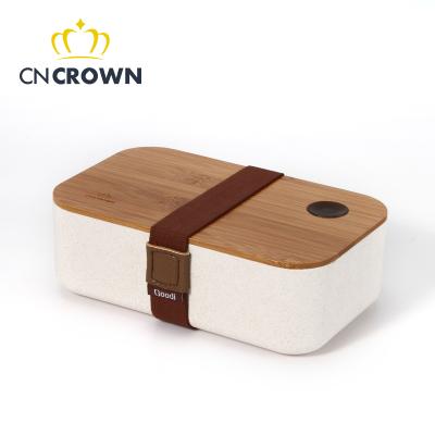 China Modern Eco Wooden Wheat Straw Bento Box Bamboo Bento Box Children and Ice Pod Teen Wooden Storager Lunch Box for sale