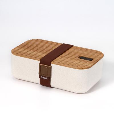 China Eco Viable Retangular Bamboo Bentobox Bento Box Wood Fiber Travel Goodi Lunch Box for sale