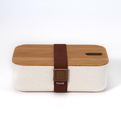 China Industrial Natural Eco-Friendly Wholesale Food-Grade Fiber Pod Single Layer Bento Lunch Box Tiffin Lunch Box with Bamboo Lid, for sale