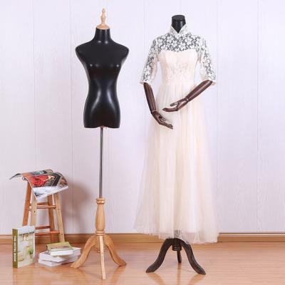 China Eco-friendly Clothes Show Male Black PU Hanging Female Half Body Torso Mannequin Body for sale