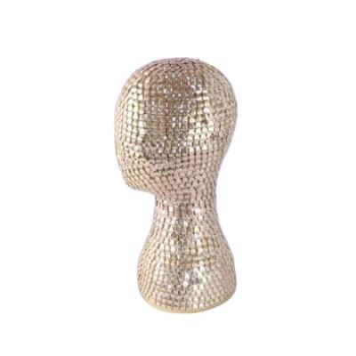 China Eco - Friendly Wholesale Gold Plated Wig Hat Head Mannequin Display Stand for sale