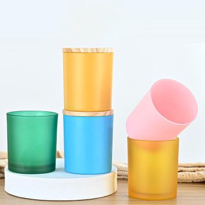 China Custom Modern Rainbow Scented Votive Empty Glossy Glass Wide Mouth Thick Tumbler Home Decoration Rainbow Scented Jars For Candles for sale