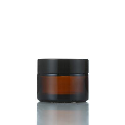 China Custom Refillable Luxury Round Cosmetic Amber Cream Jar Glass 5g 10g 15g 20g 30g 50g 60g 100g for sale