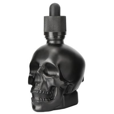 China 30ml Cosmetic 1oz 2oz 3oz Color Skull Shape Perfume Dropper Dropper Essential Oil Black Empty Glass Bottles for sale