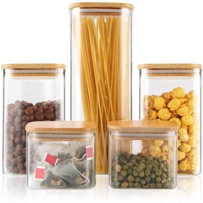 China High Quality Freshness Preservation Wholesale Borosilicate Glass Food Storage Jar Square And Round Glass Jars With Lids for sale