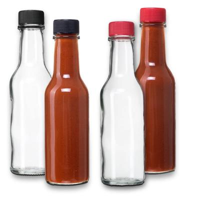 China Viable 150ml 180ml 250ml Chili Sauce Glass Bottle Glass Hot Sauce Bulk Bottle With Plastic Lid for sale