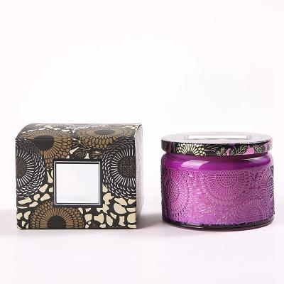 China Home Decoration Candle Jars Suppliers 4Oz 8Oz Engraved Textured Embossed Unique Glass Candle Vessels for sale