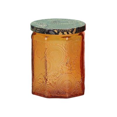 China Home Decor Candle Jars Home Decor 4oz Gray Textured Engraved Candle Jar Glass Vessels From Suppliers With Lid for sale