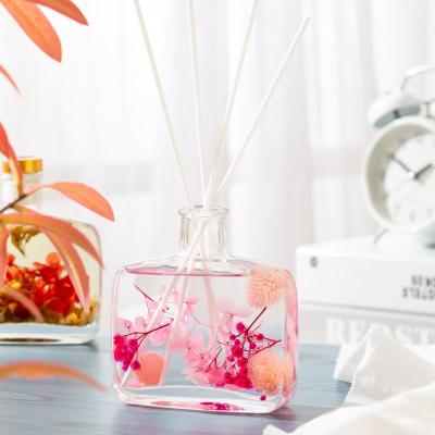 China Hot Selling Aromatherapy Style Round Square 100ml Nordic Clear Glass Perfume Reed Diffuser Bottle With Rattan Sticks for sale