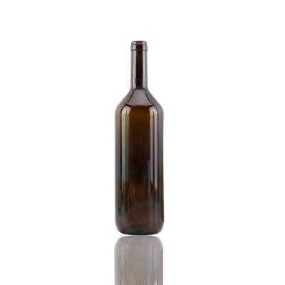 China Gift & Classic Craft Brown Tequila 375ml 500ml 750ml Round Shape Empty Wine Glass Bottle With Long Neck Cork for sale