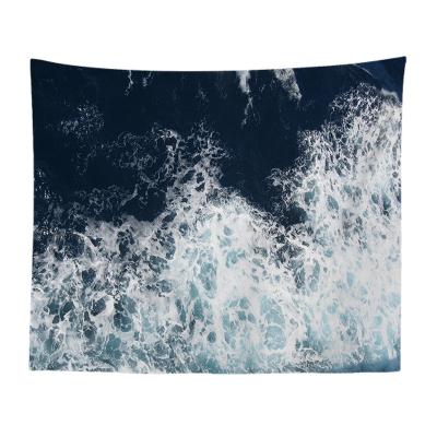 China Minimalist digital printing beach ocean landscape polyester tapestry for home decoration items for sale