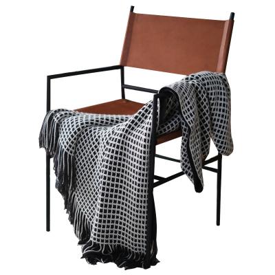 China New Acrylic Woven Two Tone Waffle Knitted Blanket From Amazon Washable for sale