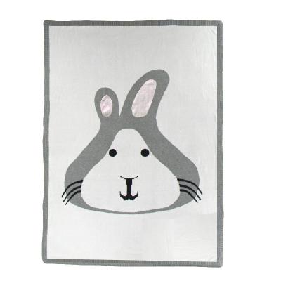 China Baby Sewing Rabbit and Fox Pattern Wearable Customizable Double-Layer Baby Blanket Heavy Knitted 100% Cotton for sale