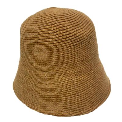 China Fashion Solid Color Winter Crochet Bucket Hat For Women Hand Made Fashion Knitted Beanies Hat for sale