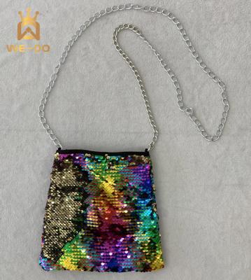 China Fashion Sequin Rainbow Color Bag Small Phone Lipstick Bag And Purse Women Shoulder Bag for sale