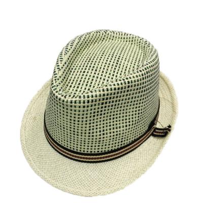 China Wholesale Classic Summer Gentlemen's Panama Straw Fedora Hat Headgear With Belt Jazz Travel Rope for sale