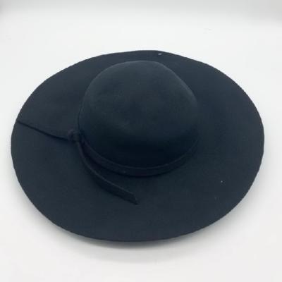 China Hot Selling Character Wide Overflow Hat Fashionable Classic 100 Wool Felt Simple Autumn Winter Unisex Customized Ribbon Character Accessory for sale