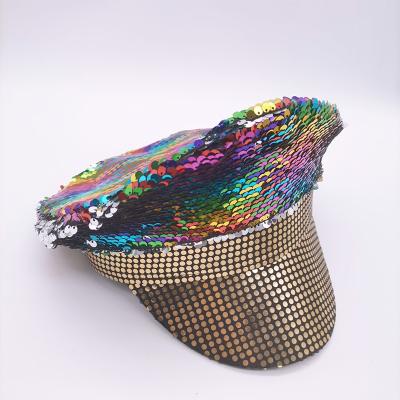 China Elegant Character Carnival Glitter Party Hat Headband Sequin Police Hat For Party for sale