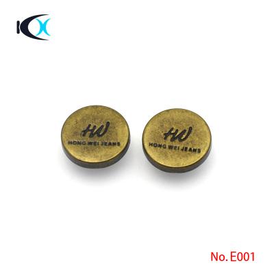 China Eco - Friendly Apparel Metal Accessories Carving Custom Logo Durable Metal Button For Jeans for sale