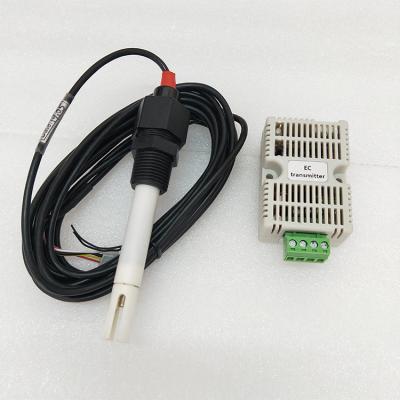 China ABS Electrode 12-24V Power Supply Sea Water EC Transmitter EC Sensor Module 4-20ma Conductivity EC Sensor Level Sensors 5 m RS485 turntable black for liquids for sale