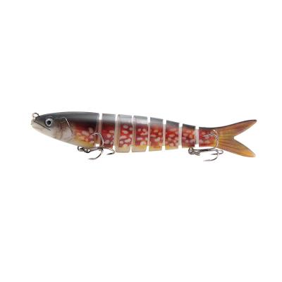 China Outdoor Activities Fishing 13.5cm Swim 19g 8 Segment Hard Fishing Lure With 3d Eyes Minnow Vib Lure for sale