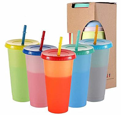 China Sustainable plastic coffee cups710ml&480ml plastic reusable plastic cup for coffee color changing mug for sale