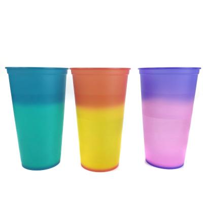 China 480ml non inverted plastic tumbler with straw color changing lids and straws wholesale double wall plastic tumbler for sale