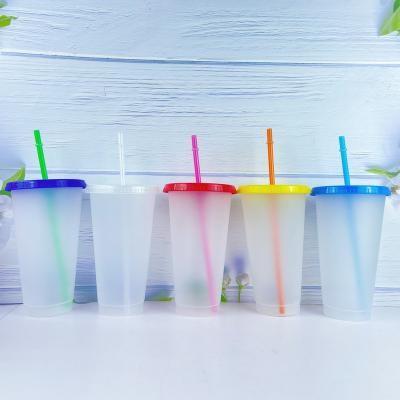 China Modern 710ml Lids And Straws Plastic Tumbler Plastic Coffee Cups for sale