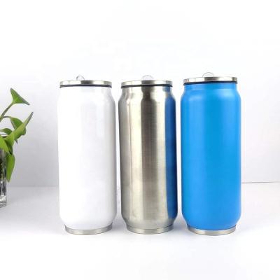 China Business 17oz Soda Can White Double Wall Vacuum With Shake-Up Straw High Quality Vacuum Beer Cola Cans Bottle Tumbler Cups In Bulk for sale