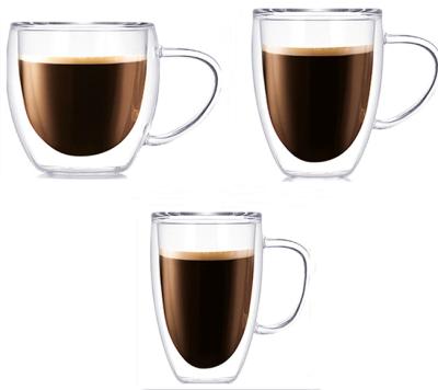 China American Style Double Wall Glass Cups 150ML/250ML/350ML/450ML Double Wall Style For Coffee for sale