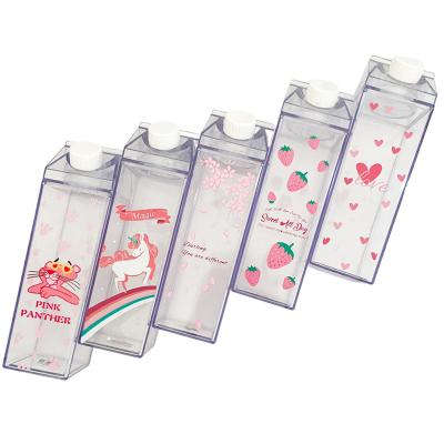 China 500ml Viable Shape Box Milk Cartoon Plastic Water Bottle For Outdoor Sports Drinking Custom for sale