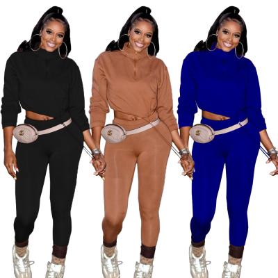 China 2021 Winter Breathable Breathable Pants Stretch Two Piece Sets Long Jogger Set Hoodie Gear Women Cargo 2 Pieces Sweat Suits for sale