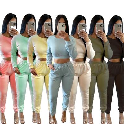 China 2021 Cotton Breathable Womens Sets Long Pants Two Piece Joggers Set Top Full Length Hoodie Outfit Women 2 Pieces Sweat Suits for sale