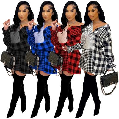 China 2021 Hot Selling Products Breathable Breathable Dress Casual Belt For Women Summer Plaid Party Brand Lattice Cotton Woman T-shirt Elegant Dress for sale