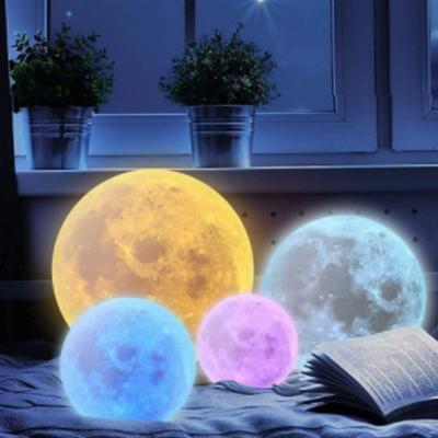 China Modern Lamp Factory 3D Moon Light 16 Colors Warm And Cold Light Remote Control Touch Control Moon Light for sale