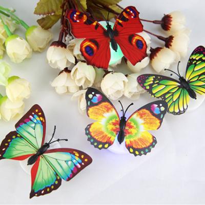 China Modern Cute Colorful LED Sticker Butterfly Wall Lamp Decoration Bedroom Christmas Holiday Electric Fairy Lights for sale