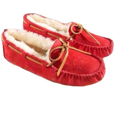 China Winter Moccasin Shoe Design Breathable Real Fur Loafer Casual Slip On Shoes For Women And Men for sale