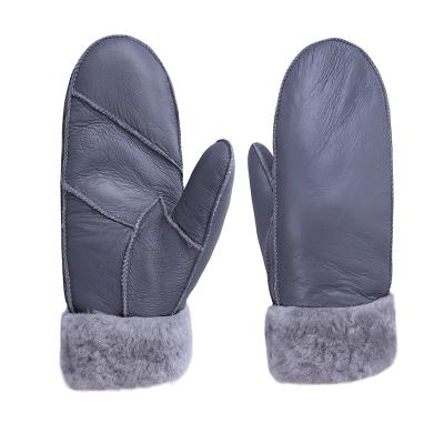 China Nappa Sheepskin Lamb Windproof Leather Adult Fur Trimmed Warm Training Gloves Mitten Gloves for sale