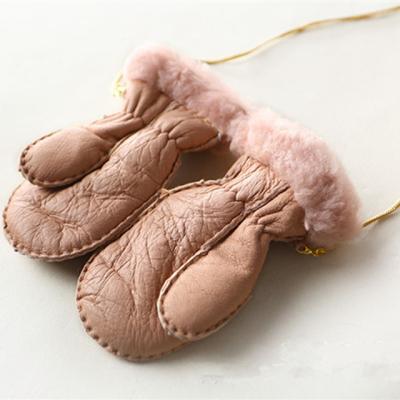 China Real Lamb Fur Mittens Fur Mittens Simple Good Quality Leather Mitten Gloves for sale