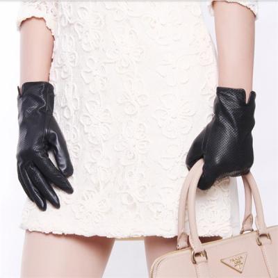 China Simply 2021 Hot Fashion Women Black Genuine Leather Gloves for sale