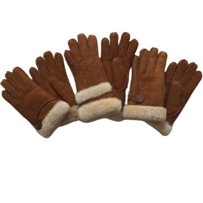 China Wholesale Warm Comfortable Sheepskin Double Face Winter Leather Gloves for sale